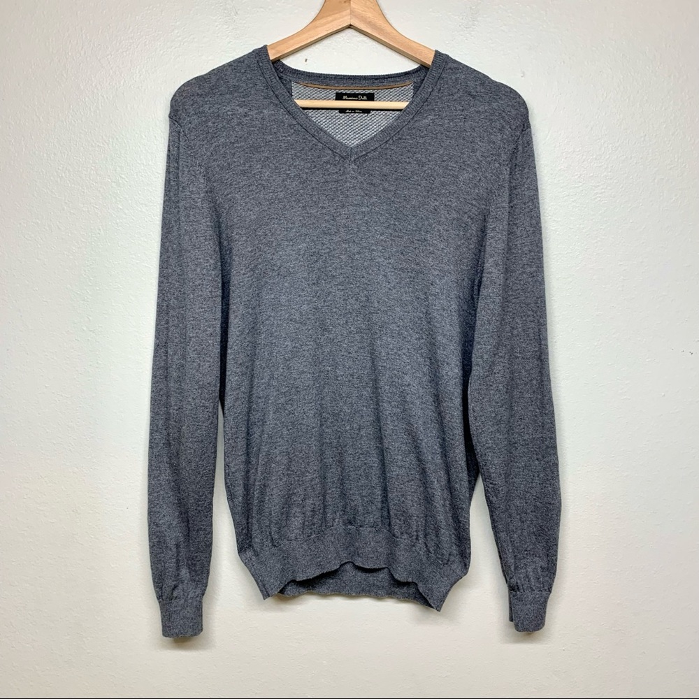 Mossimo Dutti Womens Gray Elbow Patch Cashmere Blend Sweater